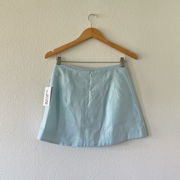 NWT MATTHEW BRUCH Tie Halter Crop Top & Kick Pleat Mini Skirt Set in Aqua - Picture 6 of 10